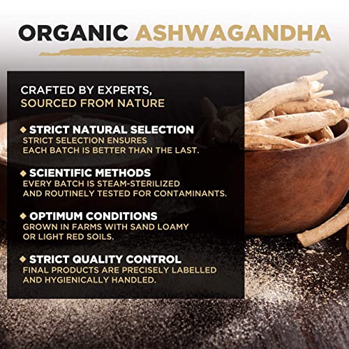 Organic Ashwagandha Capsules for Stress Relief - 180 Count
