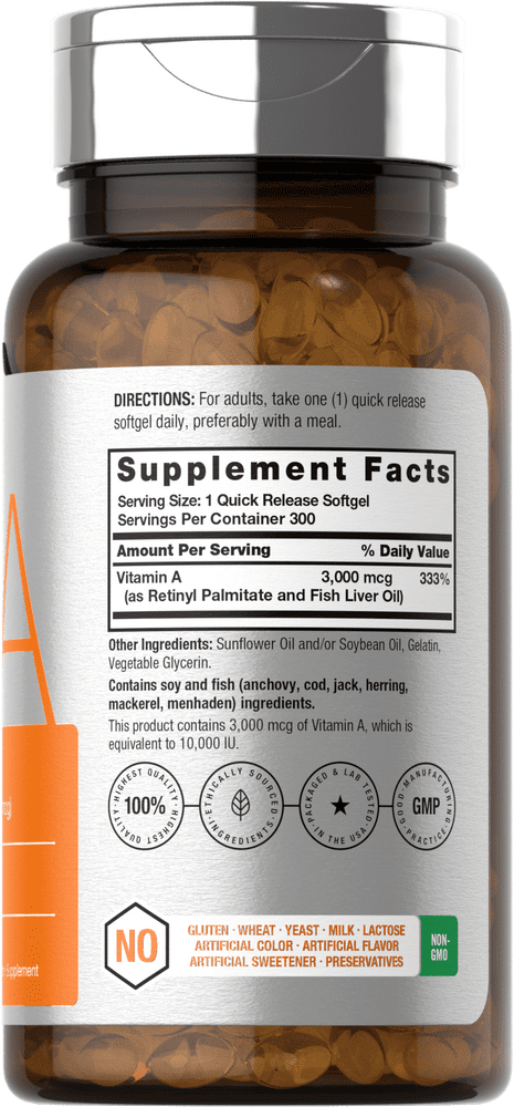 Horbaach Vitamin A 10000 IU Softgels 300 Count