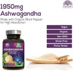 Organic Ashwagandha 1950mg with Black Pepper