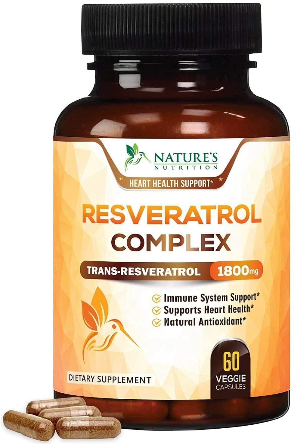 Nature's Nutrition Resveratrol 1800mg Antioxidant Supplement