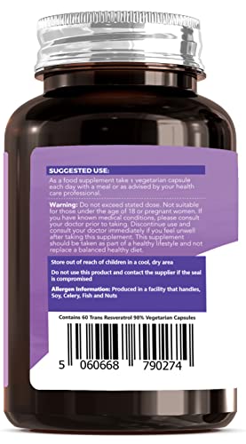Trans Resveratrol 300mg Vegan Capsules - 60 Count