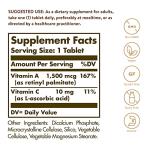 Dry Vitamin A 1500 mcg Tablets - 100 Count