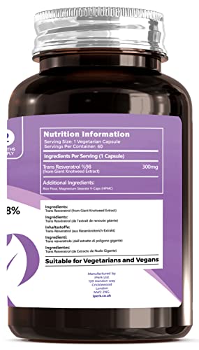 Trans Resveratrol 300mg Vegan Capsules - 60 Count