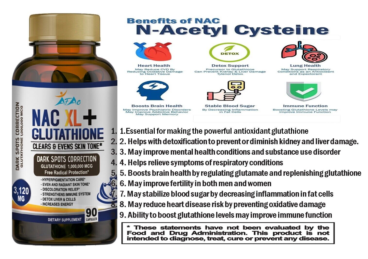 Glutathione Skin Brightening Capsules for Anti-Aging