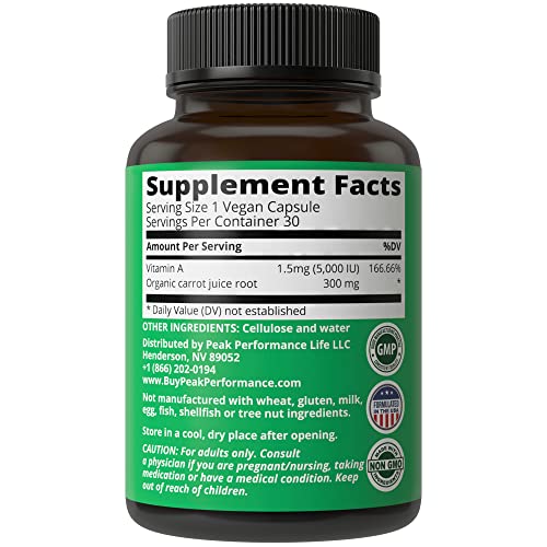 Organic Vitamin A 5000 IU Peak Performance Capsules