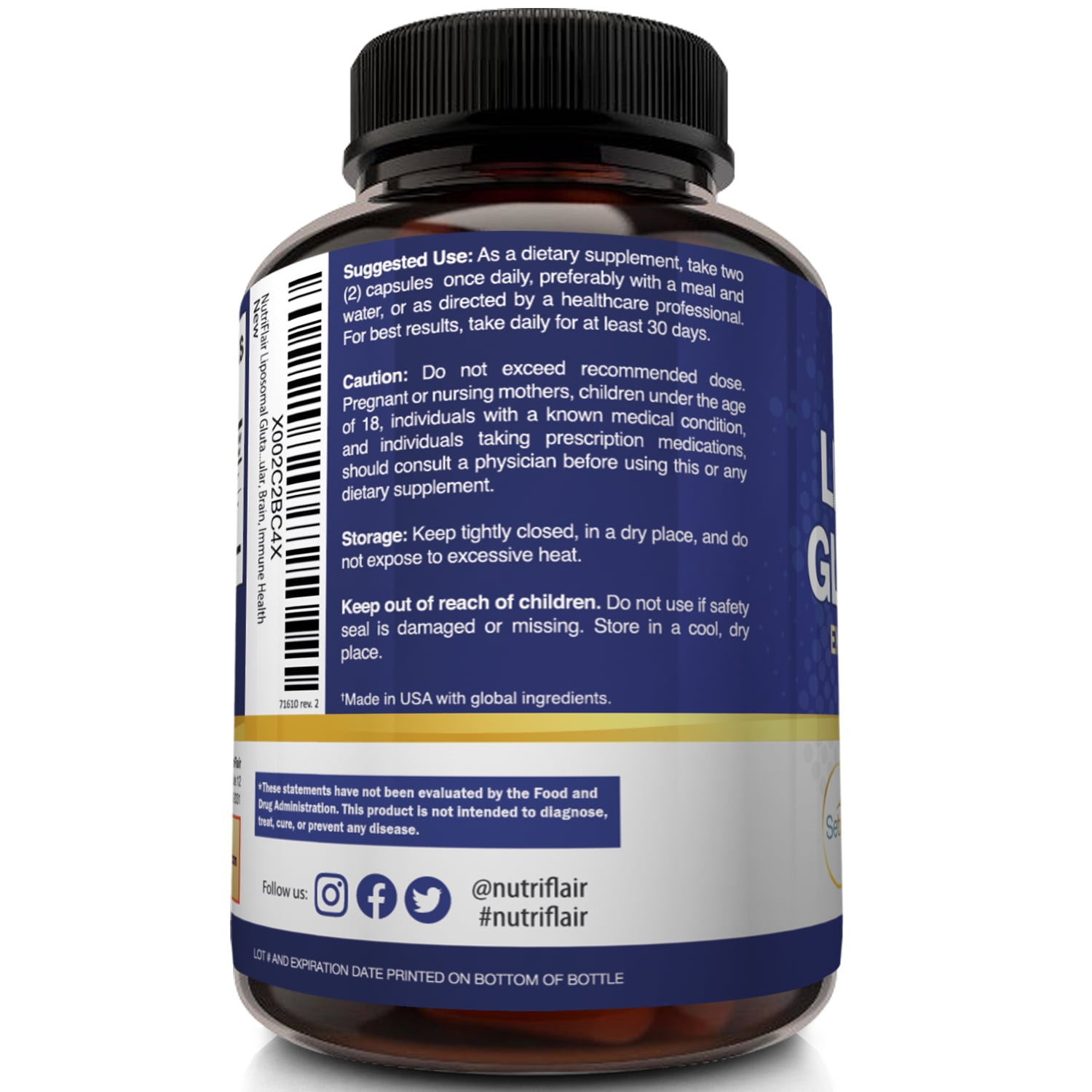 Liposomal Glutathione 700mg Supplement by Nutriflair