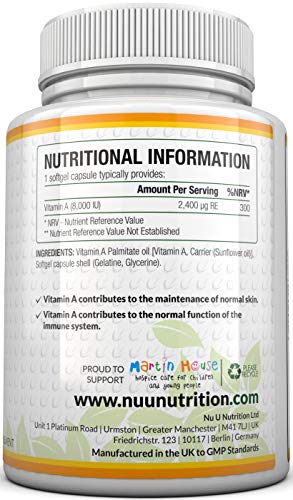 High Strength Vitamin A 8000 IU Softgels 365 Count