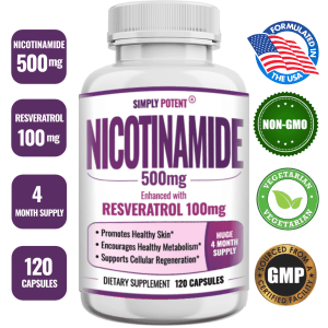 Nicotinamide 500mg & Resveratrol 100mg Veggie Capsules