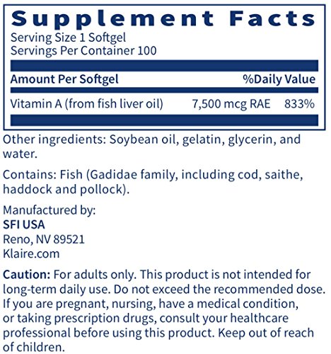 Klaire Labs High Potency Vitamin A 25000 IU