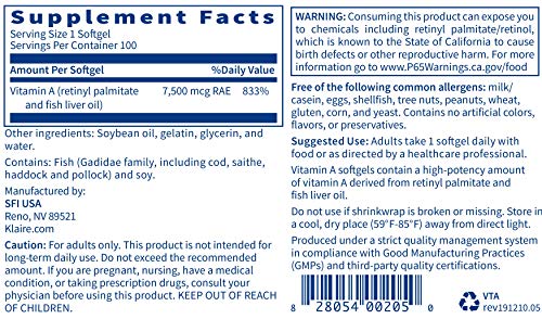 Klaire Labs High Potency Vitamin A 25000 IU