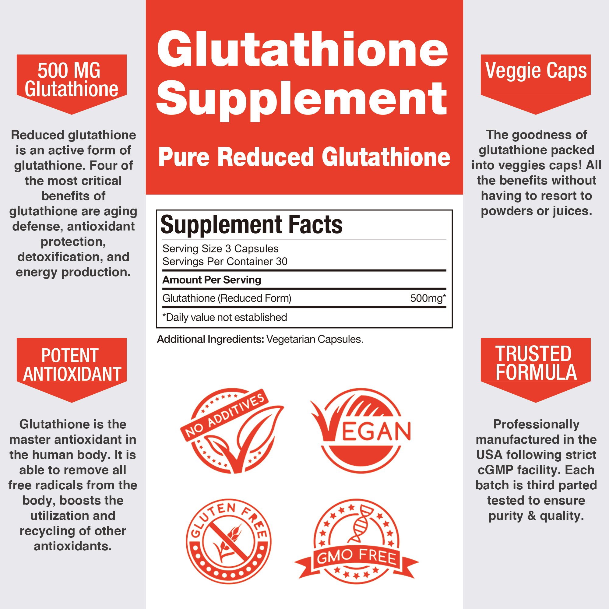 Fresh Nutrition Glutathione 500mg - 90 Caps
