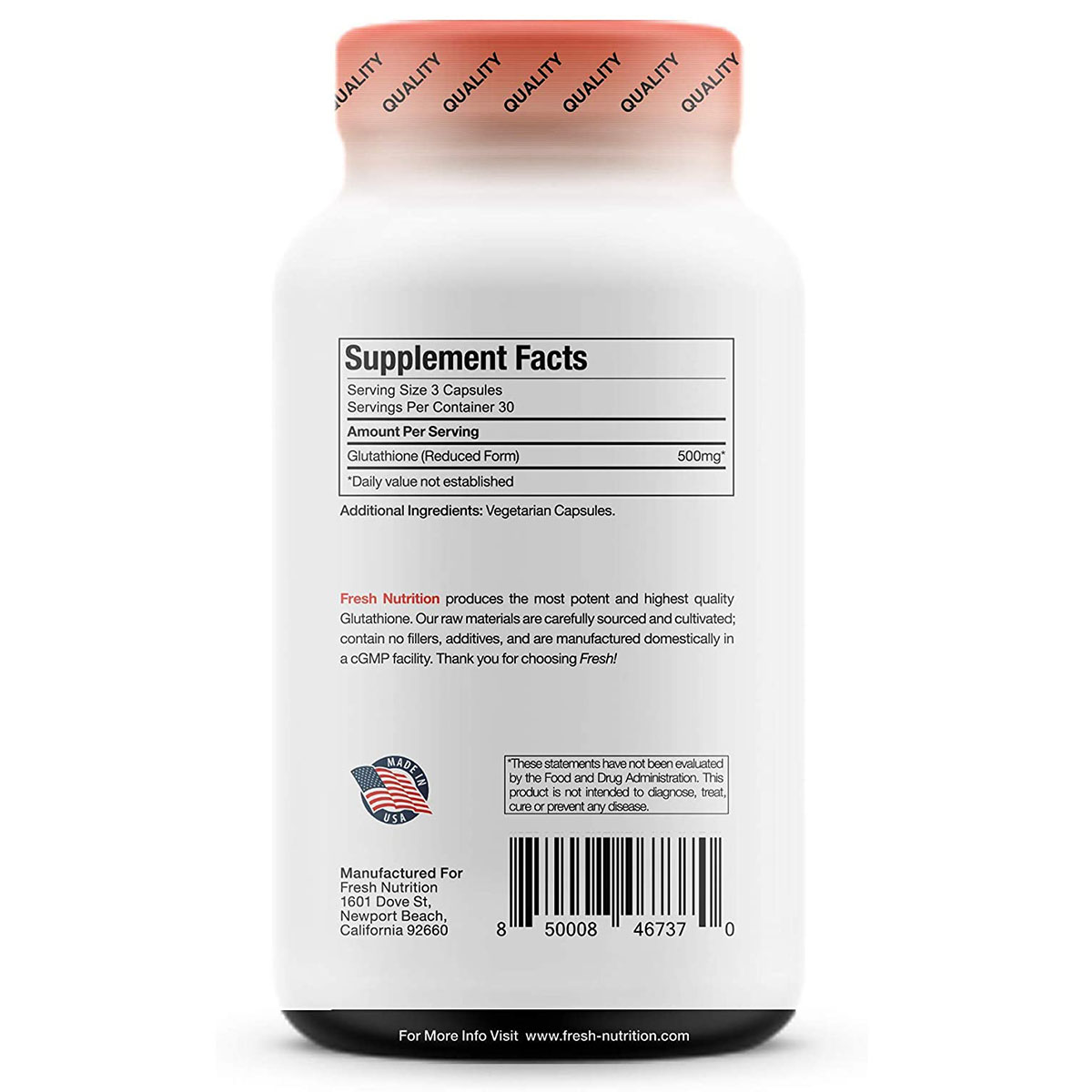 Fresh Nutrition Glutathione 500mg - 90 Caps