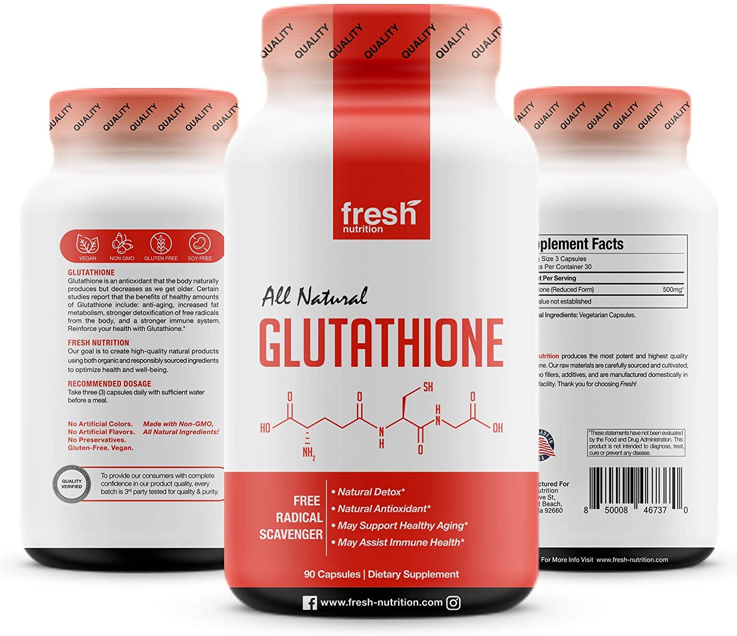 Fresh Nutrition Glutathione 500mg - 90 Caps