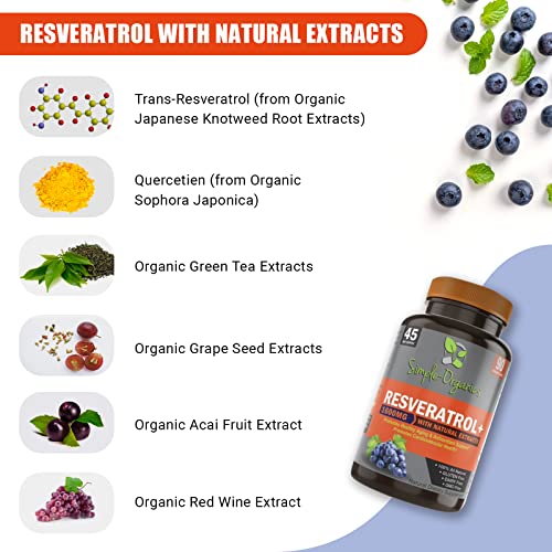 Simple-Organics Resveratrol 1600mg Antioxidant Complex