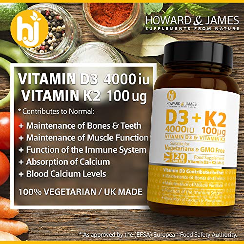 Vitamin D3 4000iu & K2 100ug Vegetarian Tablets