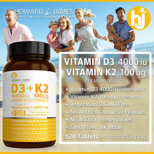 Vitamin D3 4000iu & K2 100ug Vegetarian Tablets