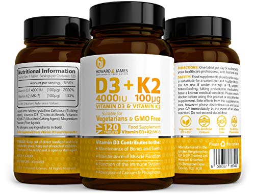 Vitamin D3 4000iu & K2 100ug Vegetarian Tablets
