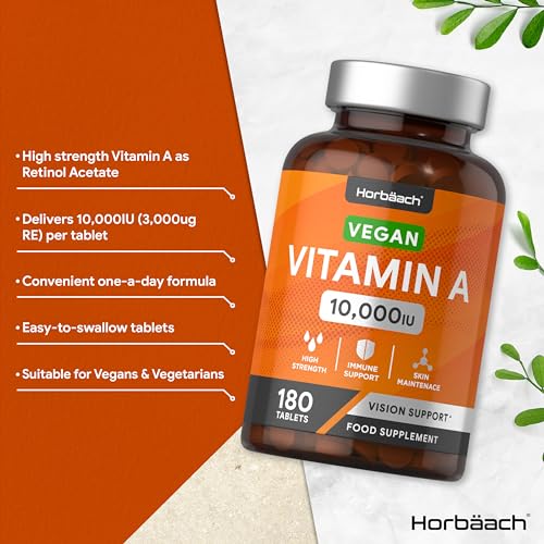 High Strength Vitamin A Tablets 10000iu, 180 Count