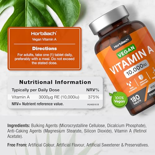 High Strength Vitamin A Tablets 10000iu, 180 Count