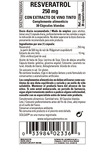 Resveratrol Red Wine Extract Softgels 250 mg