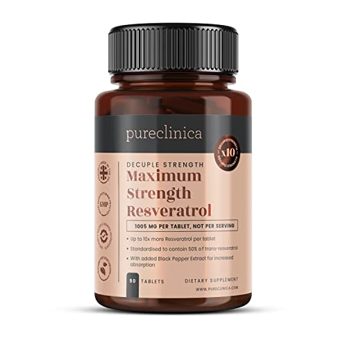 PureClinica 1000mg Resveratrol Tablets with Black Pepper