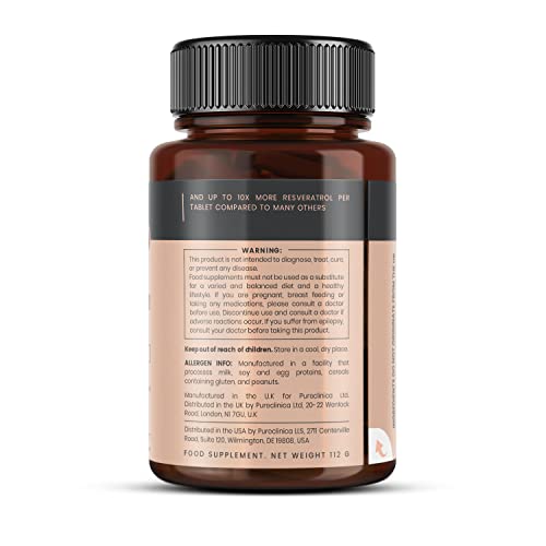 PureClinica 1000mg Resveratrol Tablets with Black Pepper