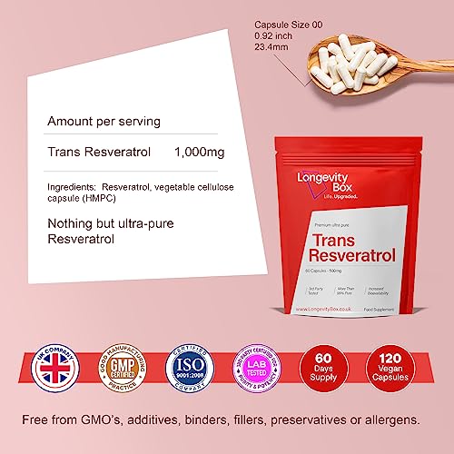 Pure Trans Resveratrol 1000mg - 60 Capsules