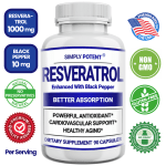 Potent 1000mg Resveratrol Supplement with Black Pepper