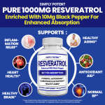 Potent 1000mg Resveratrol Supplement with Black Pepper