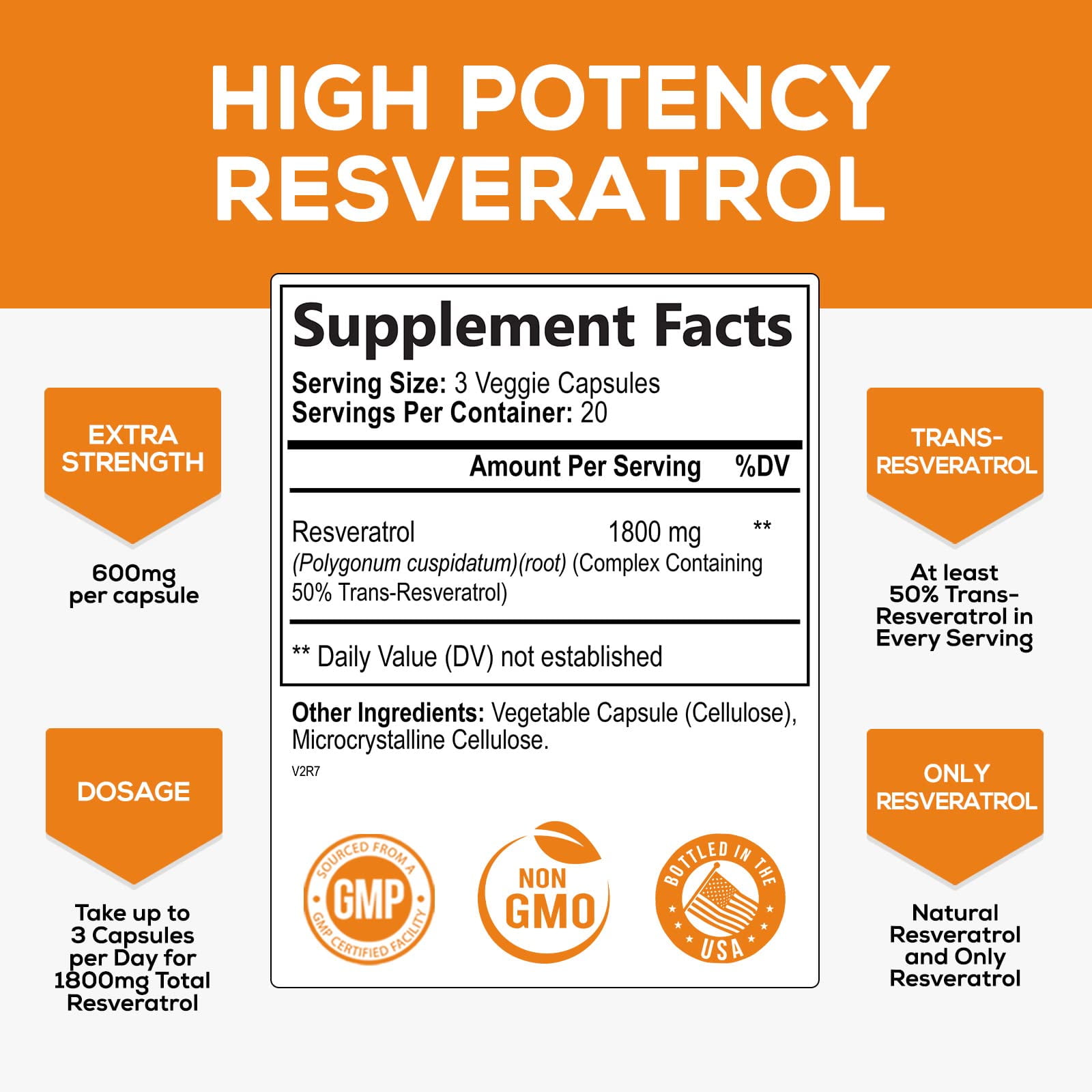 Resveratrol 1800mg - Extra Strength Antioxidant Supplement