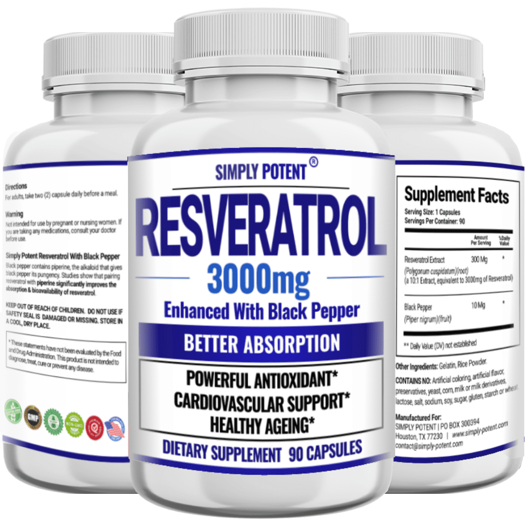 Max Strength Resveratrol 3000mg with Black Pepper