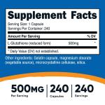 Nutricost Glutathione 500mg Capsules, 240 Count