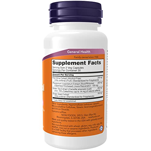 NOW Natural Resveratrol with Red Wine & Green Tea