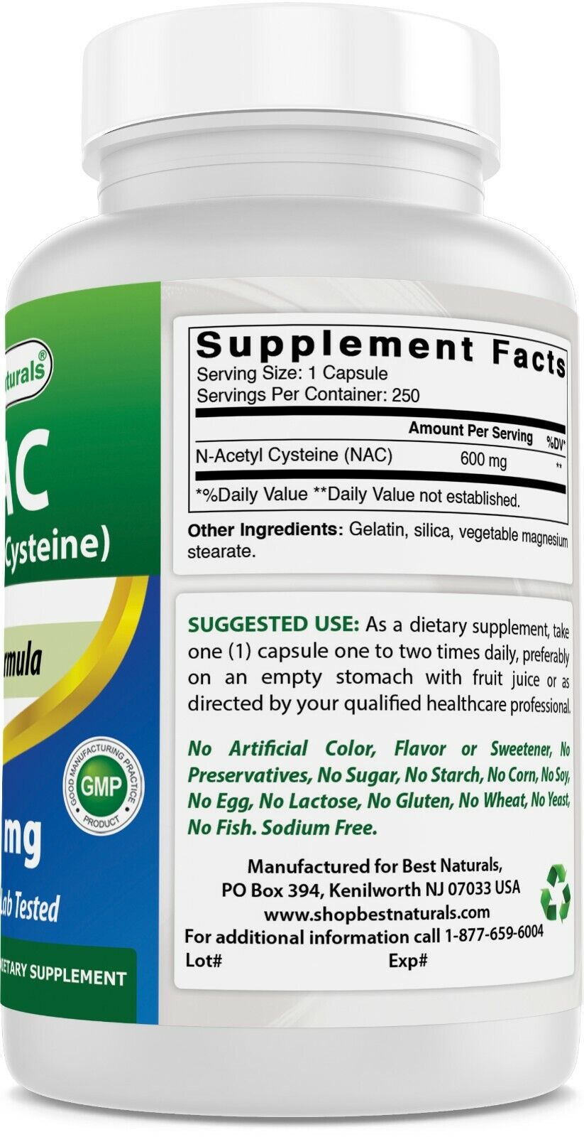 NAC 600 mg - 250 Capsules by Best Naturals