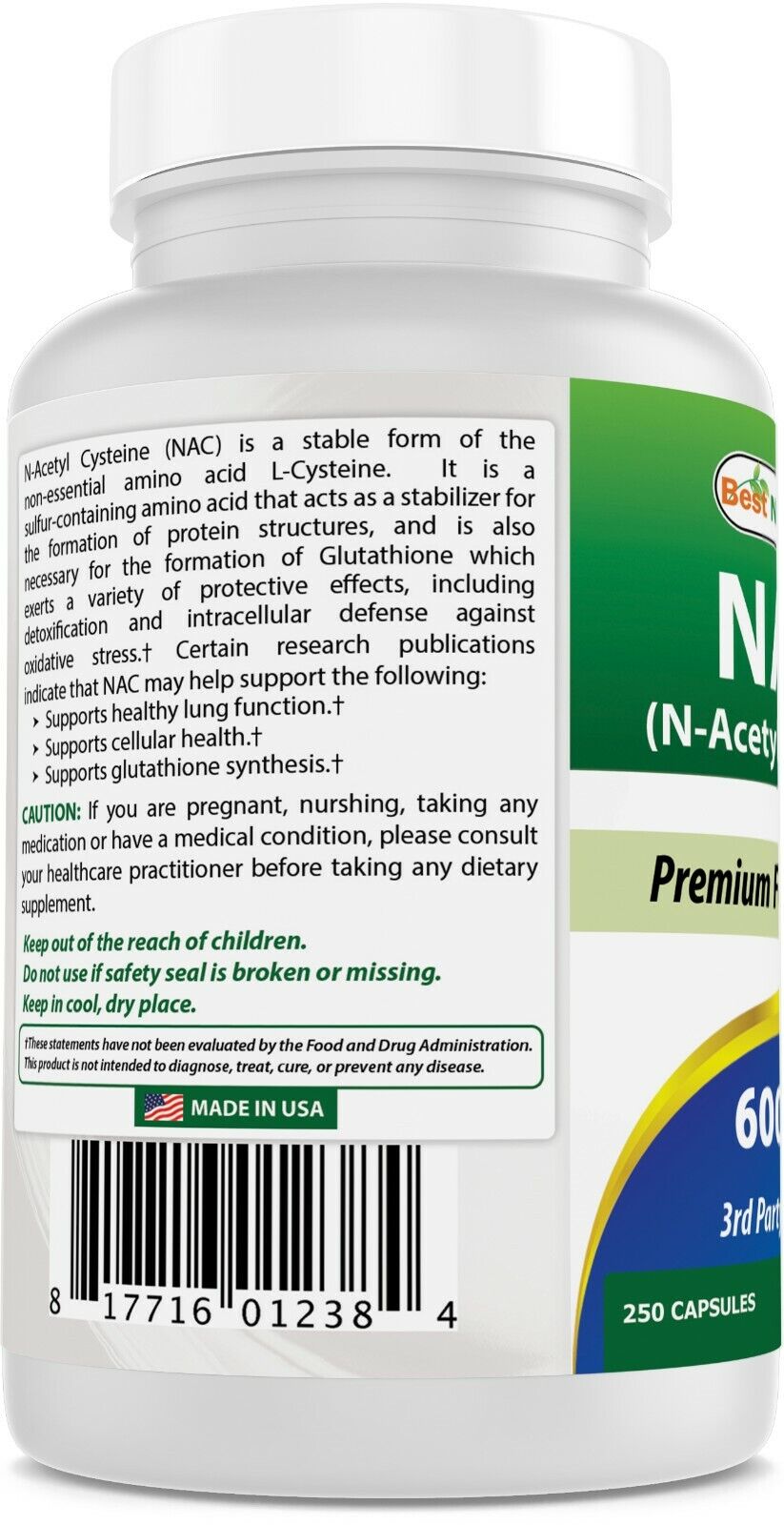 NAC 600 mg - 250 Capsules by Best Naturals