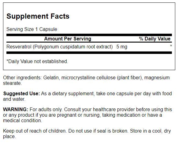 Swanson Resveratrol Extract 5 mg 60 Capsules
