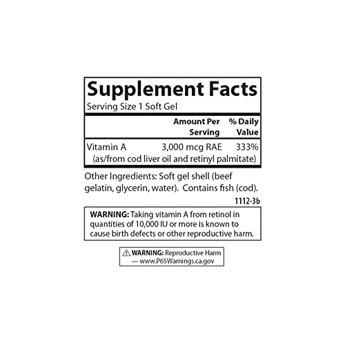 Vitamin A 10,000 IU for Vision Health, 250 Softgels