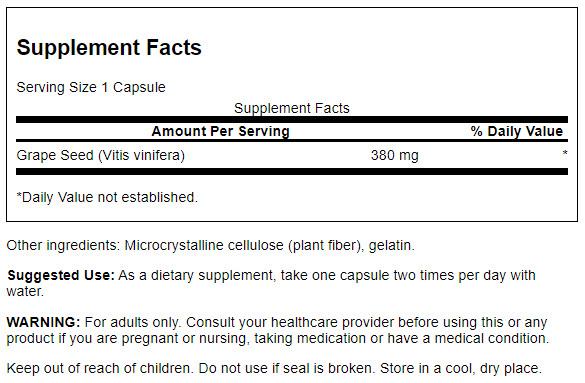 Swanson Grape Seed Capsules 380 mg, 100 Count