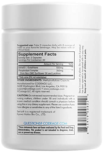 Codeage Liposomal Glutathione Antioxidant - 60 Caps