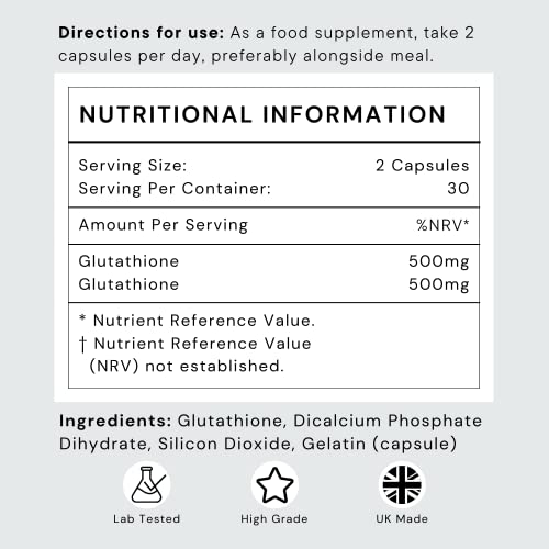Extra Strength Glutathione Capsules 500mg - 30 Capsules