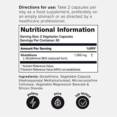 High Strength Glutathione Capsules - 1000mg, 120 Count