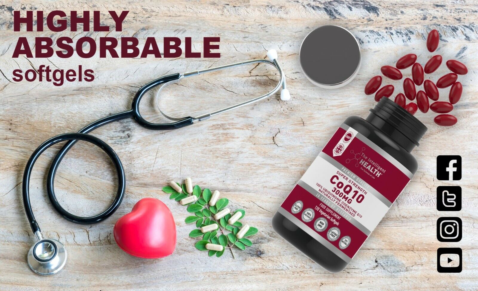 High Absorption CoQ10 300mg Vegetarian Softgels