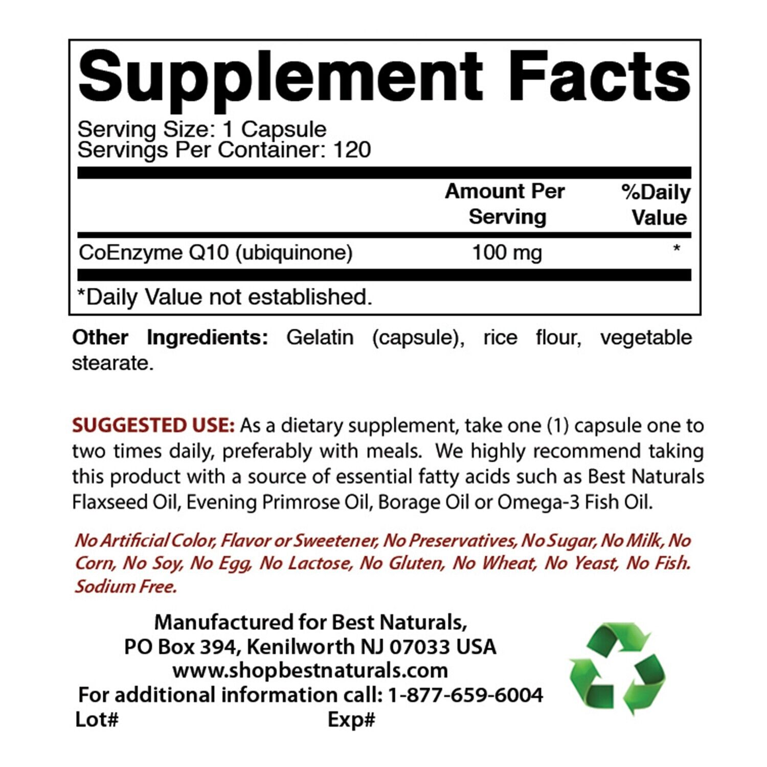 CoQ10 100 mg - 120 Capsules by Best Naturals