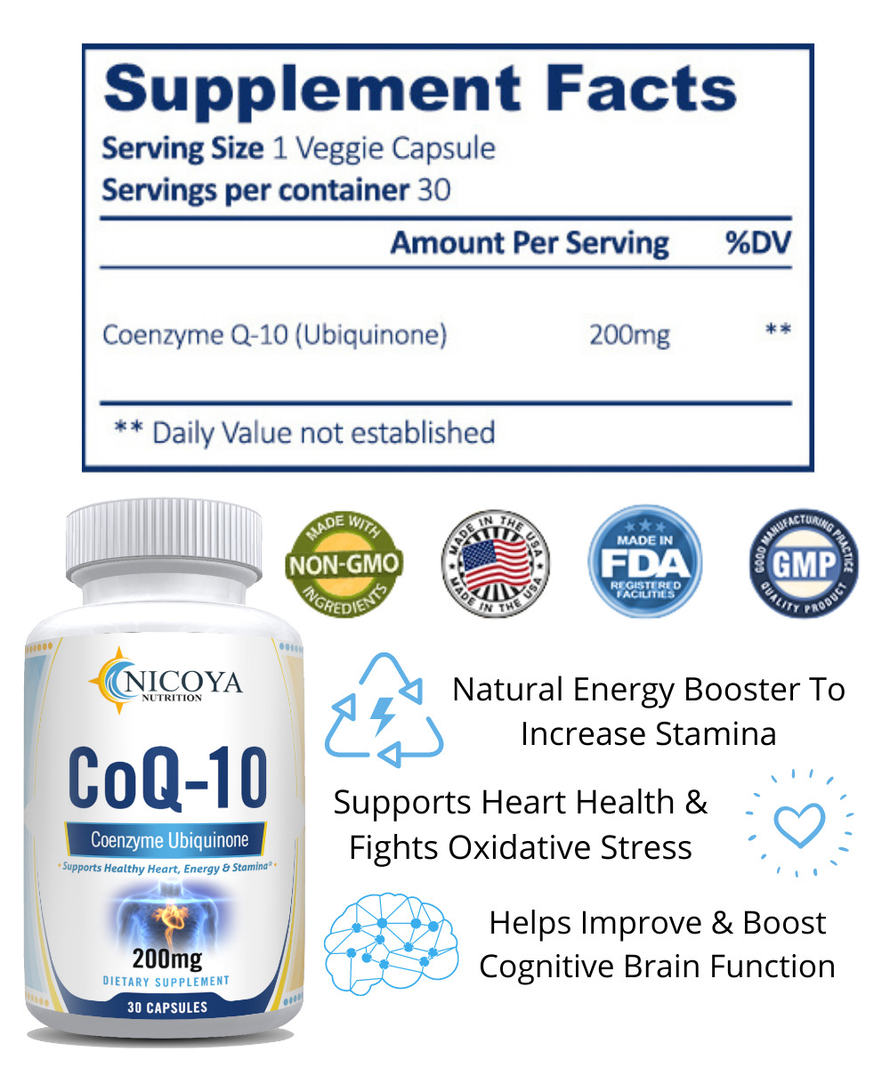 Coenzyme Q-10 200mg for Heart Health & Energy