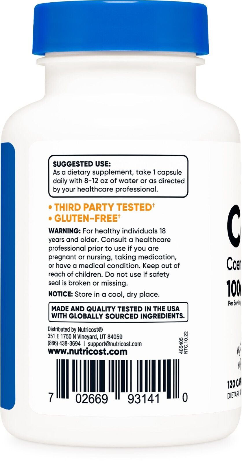 Nutricost CoQ10 100mg - 120 Veggie Capsules