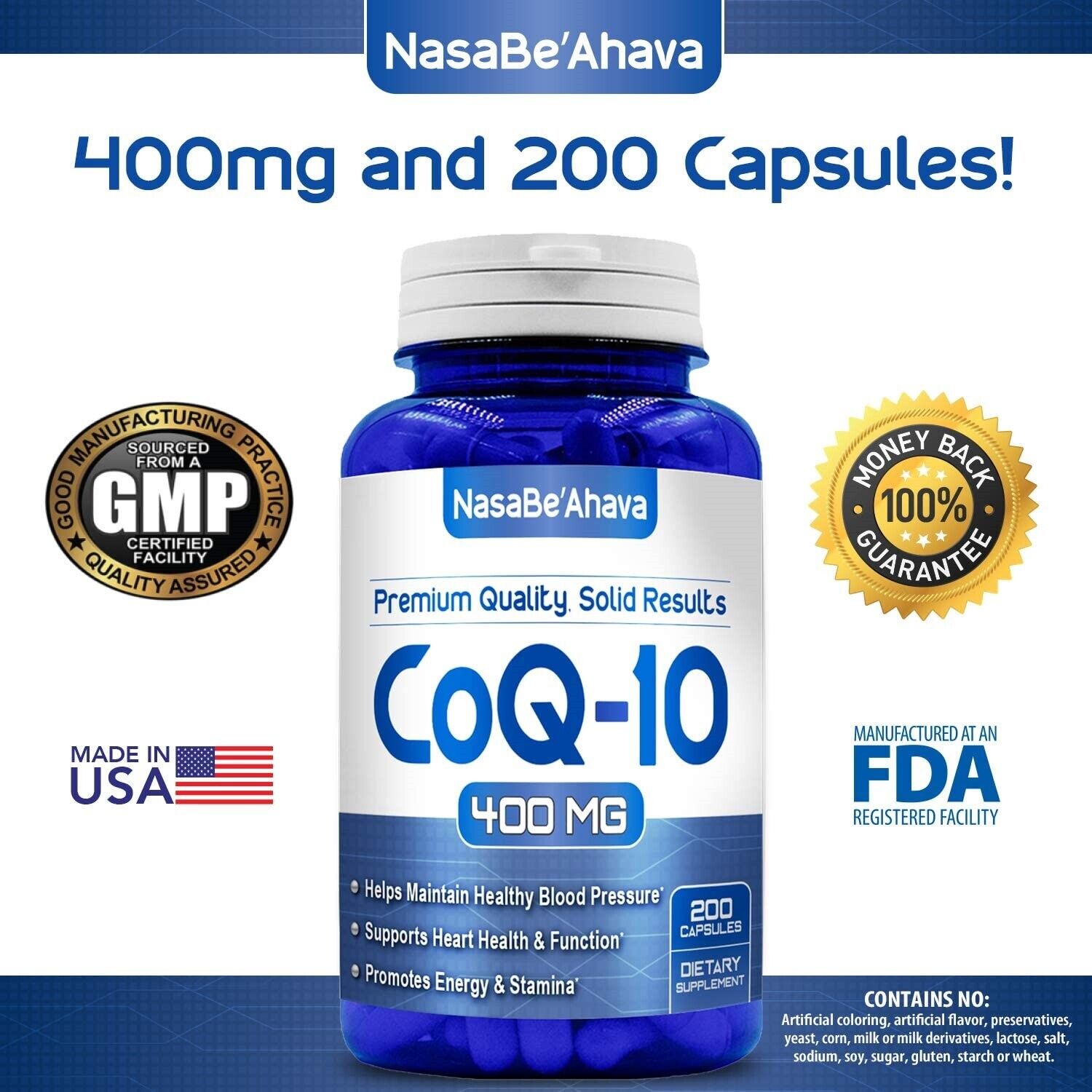 NASA BEAHAVA CoQ10 400mg 200 Capsules
