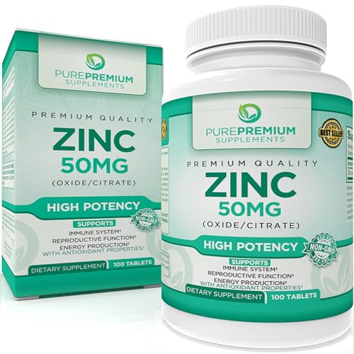 PurePremium 50mg Zinc for Immune Support - 100 Tablets