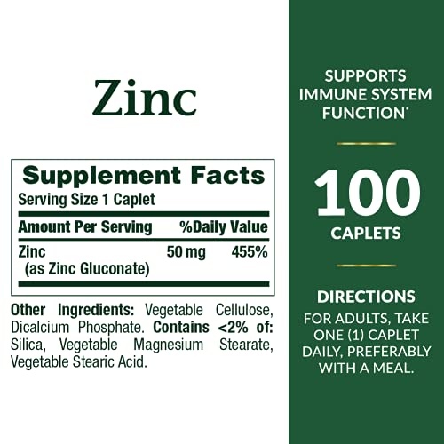 Nature's Bounty Zinc 50 mg Caplets - 200 Total