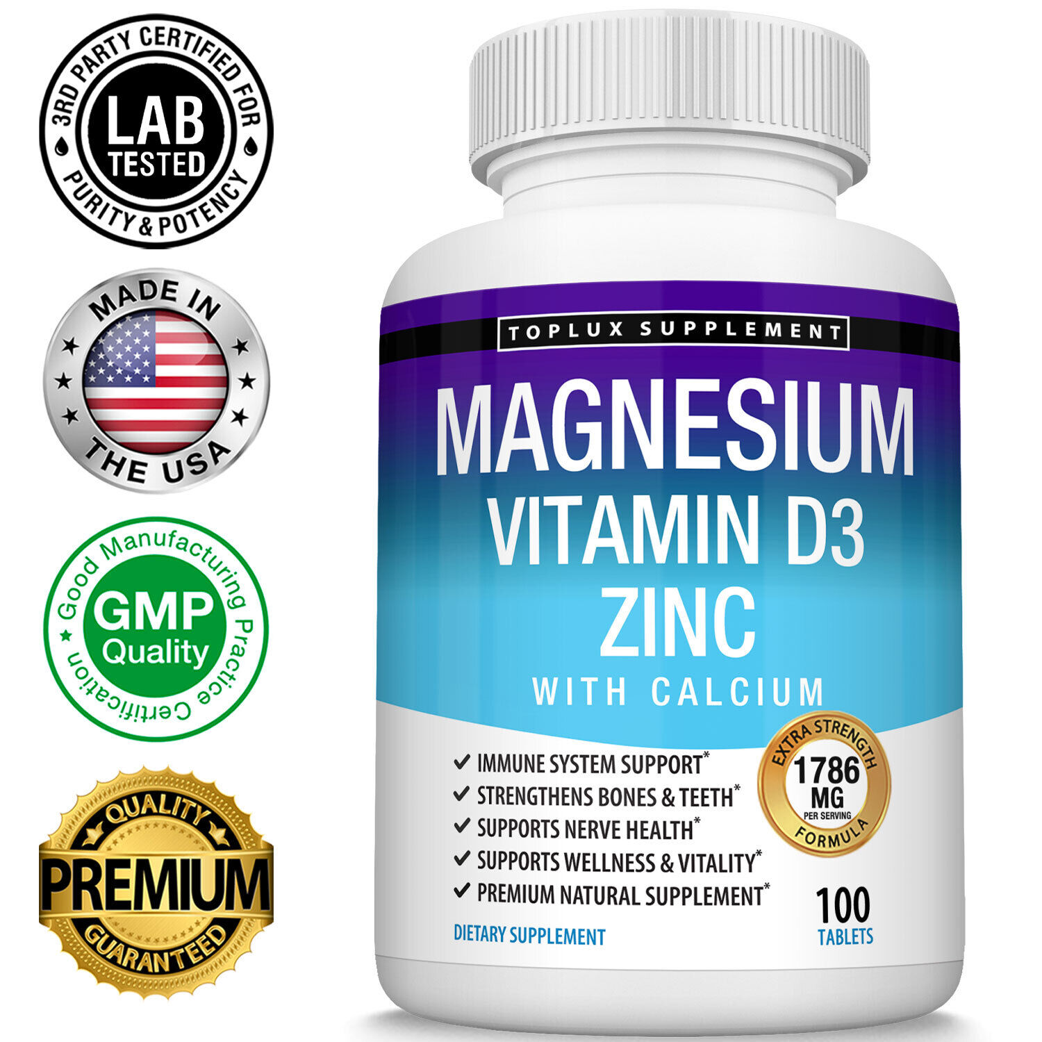 Magnesium Zinc D3 Calcium Complex - 100 Tablets
