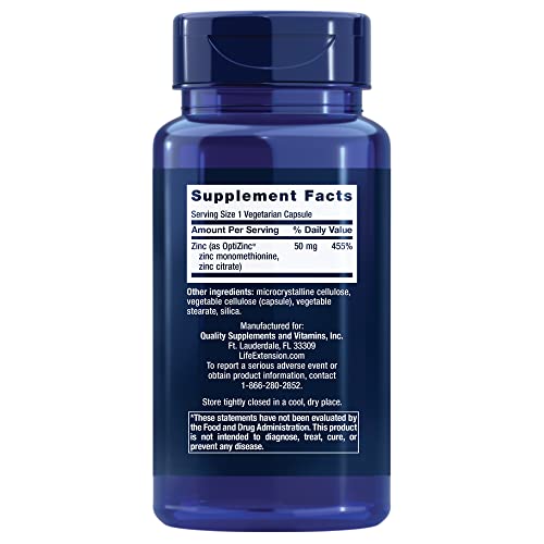 Life Extension Zinc Caps 50mg, 90 Capsules